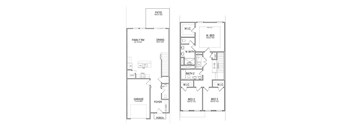 A floor plan of a house with a garage, two bedrooms, a living room, a dining room, a family room, a patio, a foyer, a bathroom, and a porch.
