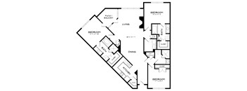 A black and white image of a floor plan for a house.