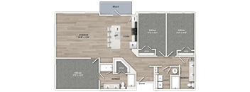 A floor plan of a house with labeled rooms such as RELAX, REFRESH, and STYLE.