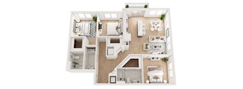 a floor plan of a 3 bedroom apartment