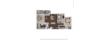 A floor plan of a house with a kitchen, living room, dining room, and bedrooms.