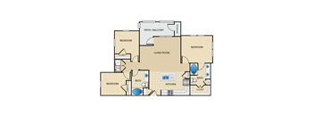 Three bedroom, two bath with large closets, open living room and large outdoor patio