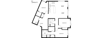 A black and white image of a floor plan for a 1,434 square foot home.