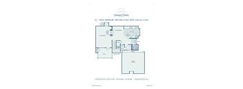 A floor plan for a home with three bedrooms and two bathrooms.