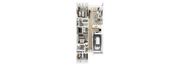 a floor plan of a house with a car in the garage