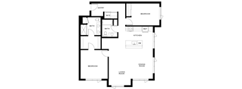 A black and white image of a house floor plan.
