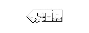 a floor plan of a 1 bedroom floor plan with an attic and a living room