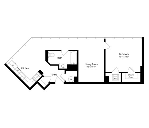 a floor plan of a 1 bedroom floor plan with an attic and a living room