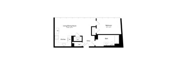 a floor plan of a unit with a bedroom and living room
