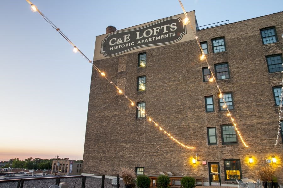 a building with a sign on the side of it