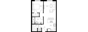 A black and white floor plan of a house with labeled rooms.
