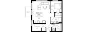 A black and white image of a floor plan for a house.