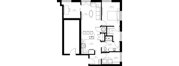 A black and white floor plan of a house with labeled rooms.
