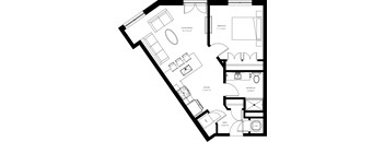 A black and white floor plan of a house with labeled rooms.