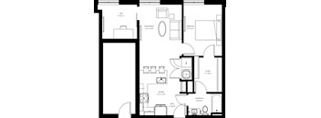 A black and white image of a floor plan for a house.