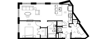 A black and white image of a house floor plan.