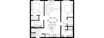 A black and white image of a floor plan for a house.