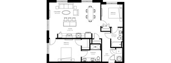 A black and white image of a floor plan for a house.