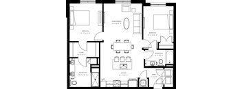 A black and white image of a floor plan for a house.
