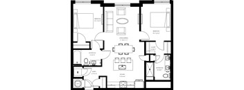 A black and white image of a floor plan for a house.