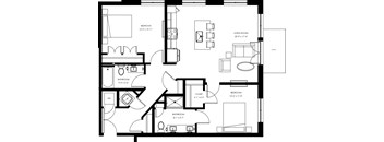 A black and white floor plan of a house with labeled rooms.