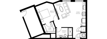 A black and white image of a house floor plan.