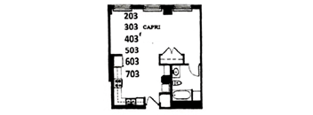 A floor plan of a house with numbered rooms.