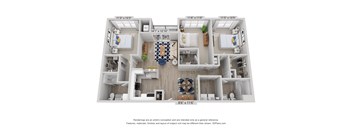 Three bedroom, two bathroom apartment home at 1400 sq. ft.