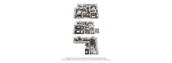 Three images of a small apartment layout.