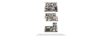 Three different floor plans of a house are shown.