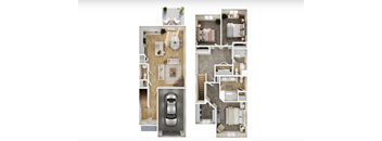 A floor plan of a house with a garage and a separate entrance.