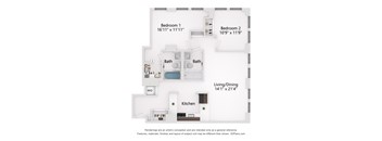 a floor plan of a home with a bedroom and a living room
