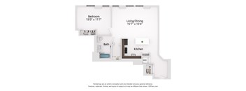 a floor plan of a house with a bedroom and a kitchen