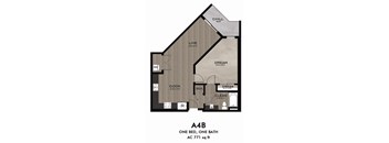 A4B floor plan with one bed and one bath.