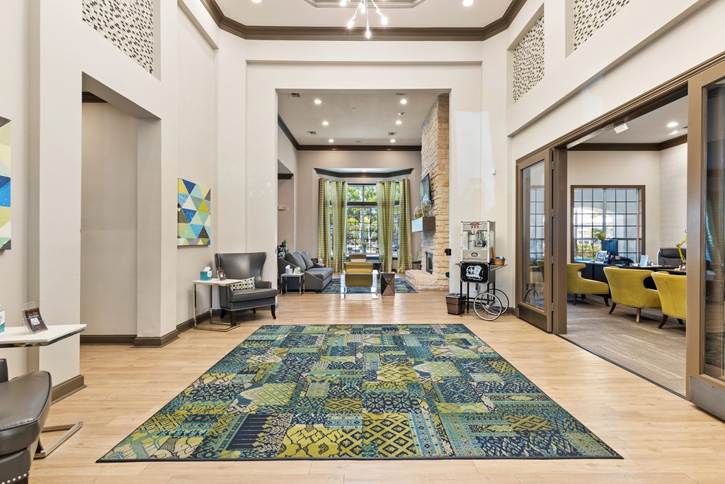 a view of the lobby at the bradley braddock road station apartments