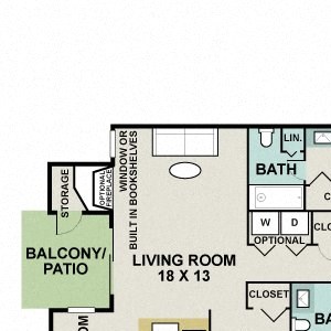 Clydesdale Floorplan - 2 bed, 2 bath, 1,053 square feet. Clydesdale Floorplan - 2 bed, 2 bath, 1,053 square feet.