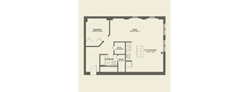One bedroom floor plan a Cobbler Square Lofts