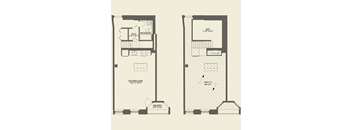 One bedroom loft floor plan a Cobbler Square Lofts