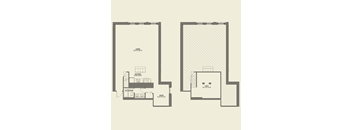 Two bedroom loft floor plan a Cobbler Square Lofts