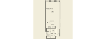 Studio floor plan at Cobbler Square Lofts