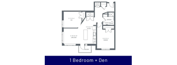 A floor plan of a 1 Bedroom + Den apartment.