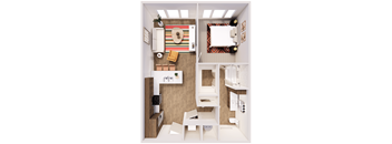 A small, modern kitchen with white appliances and wooden accents.