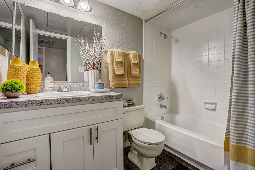 a bathroom with a toilet and a tub and a sink