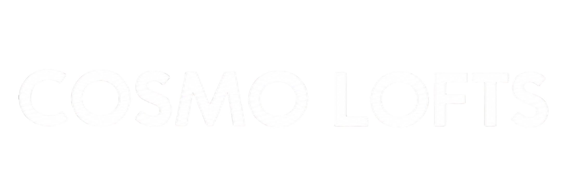 The image displays the text "COSMO LOFTS" in white letters on a green background.