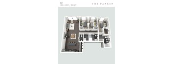 the parker floor plan  448 sq ft