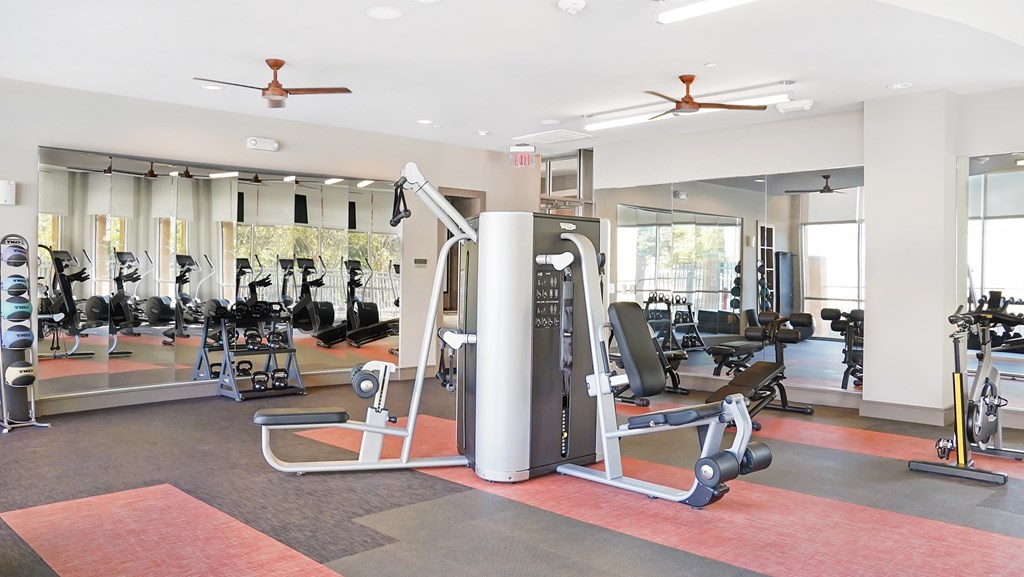 Fitness center with weight machines