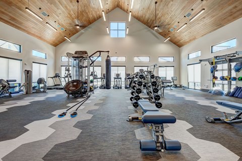 the gym atrium at the preserve apartments