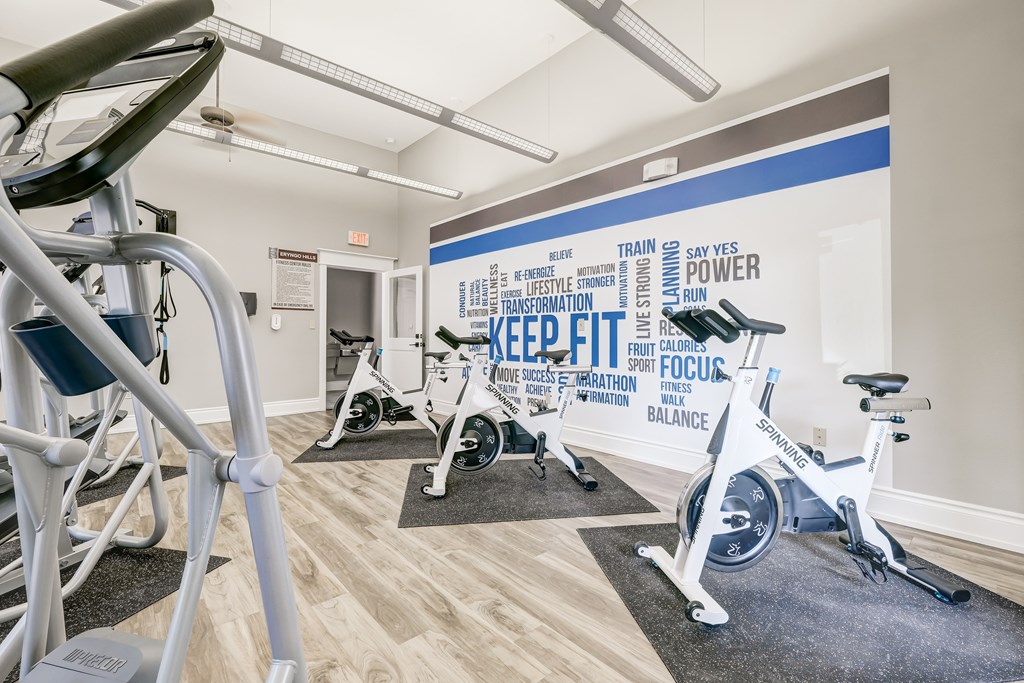 Stationary bikes in fitness center