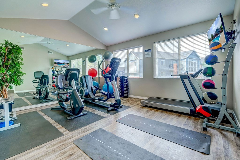 the gym at the preserve at polk apartments