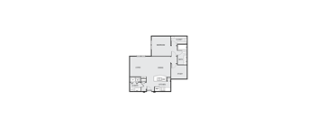 A floor plan of a house with a bedroom, living room, dining room, study, kitchen, and half bath.